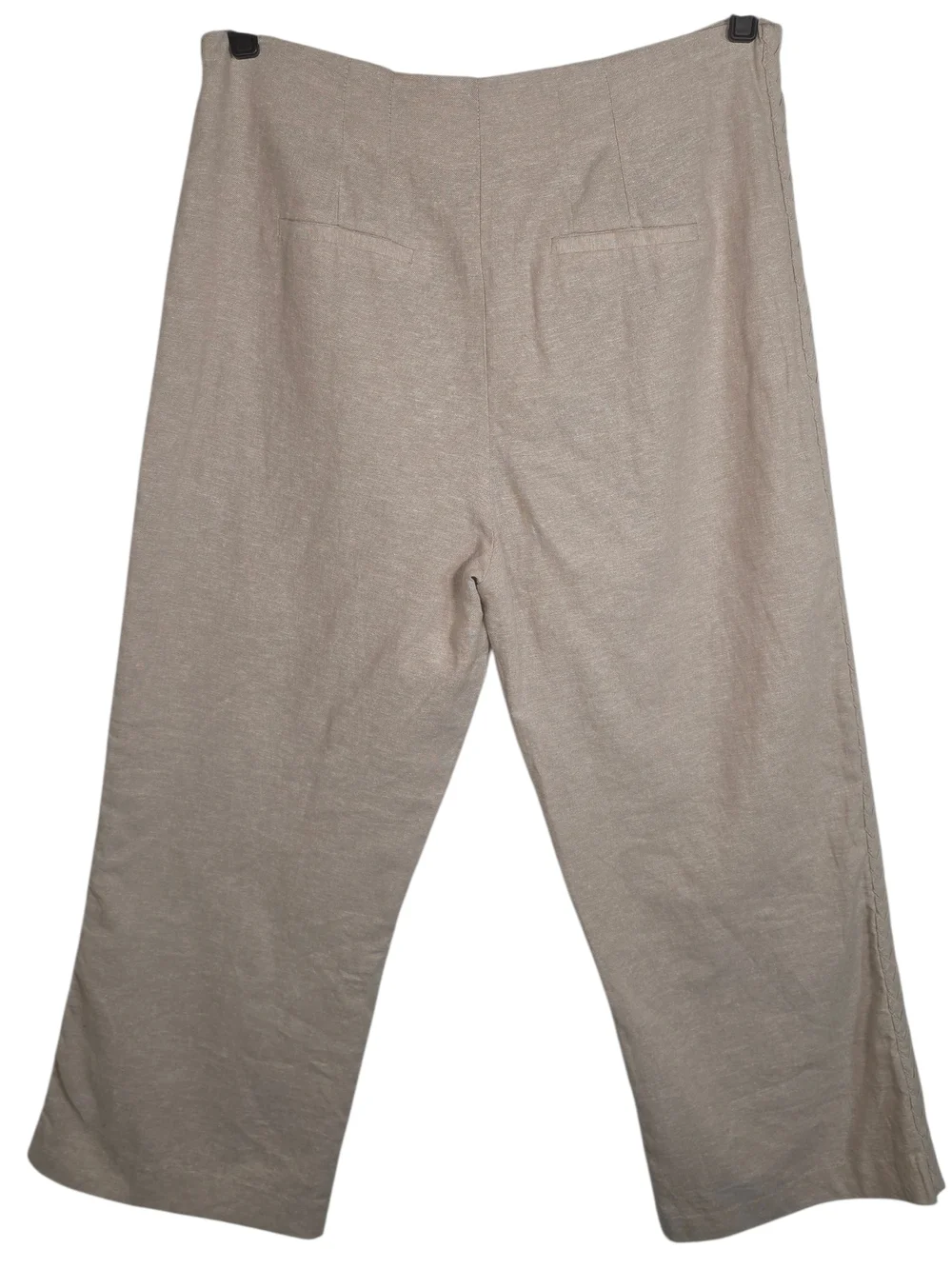 Jason Wu Linen Blend Wide Leg Pants Beige High Rise Cropped Trouser Sz 10 Quiet